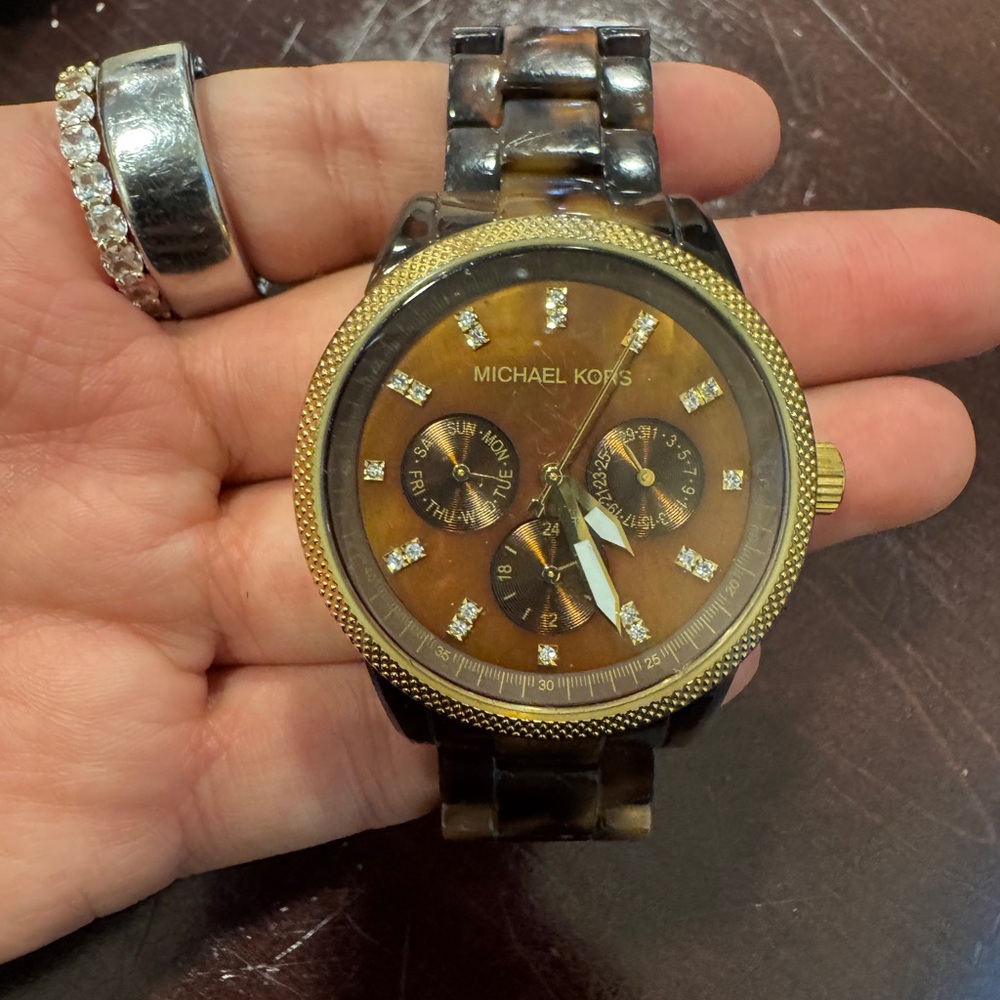 Michael Kors Black and Gold Chronograph Watch